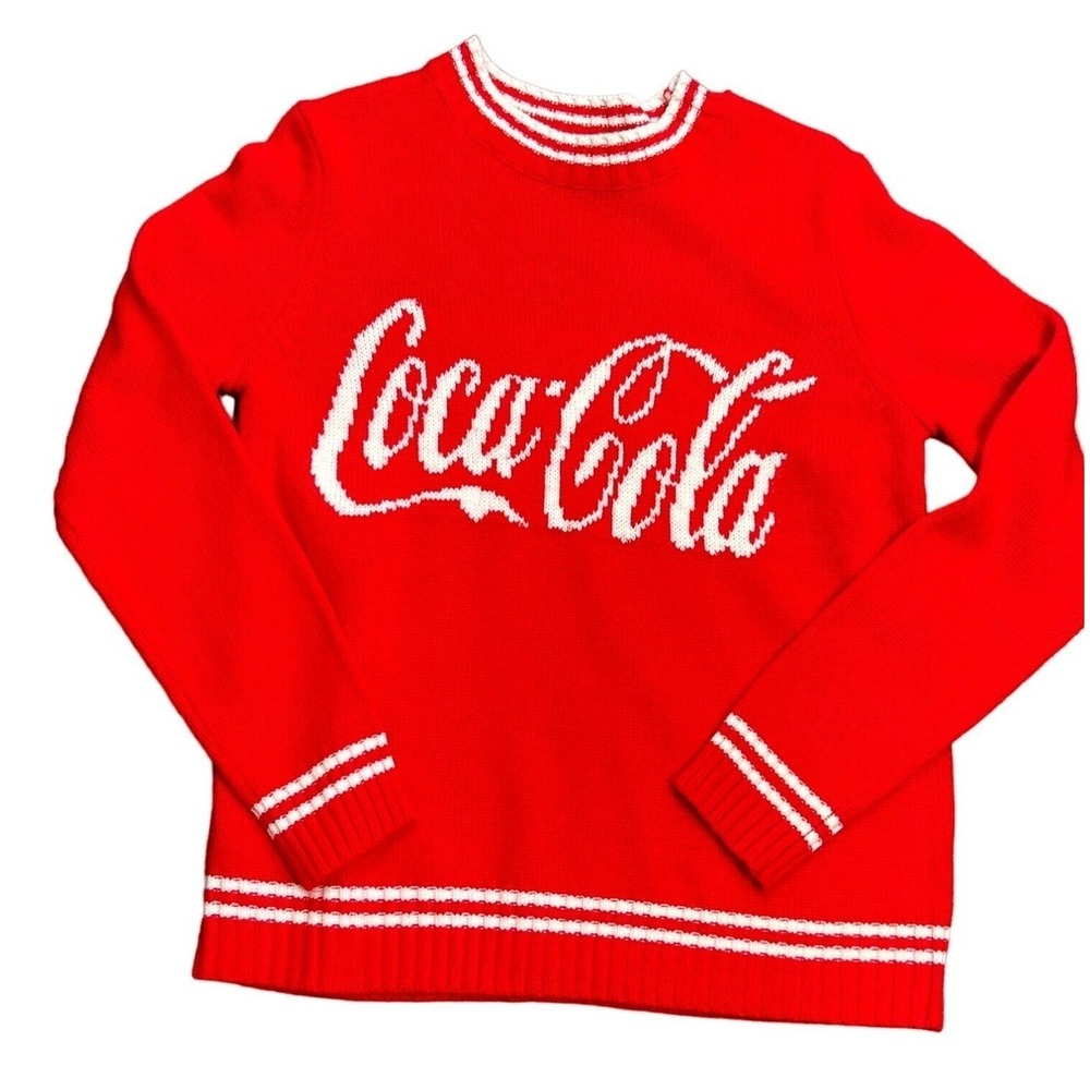 Coca Cola Sweater Unisex Medium Red Knit Logo‎ Pullover
